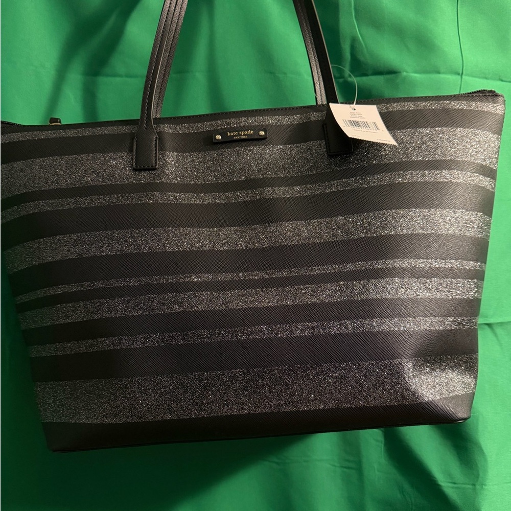 Kate Spade Glittery Black and Silver Tote- brand new